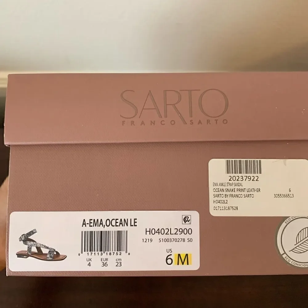Sarto by Franco Sarto Women’s ema ankle strap leather sandal size 6, NIB